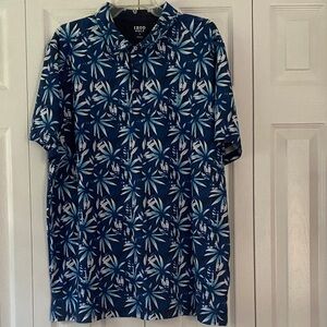 Izod Men's Navy Leaf Pattern Shirt